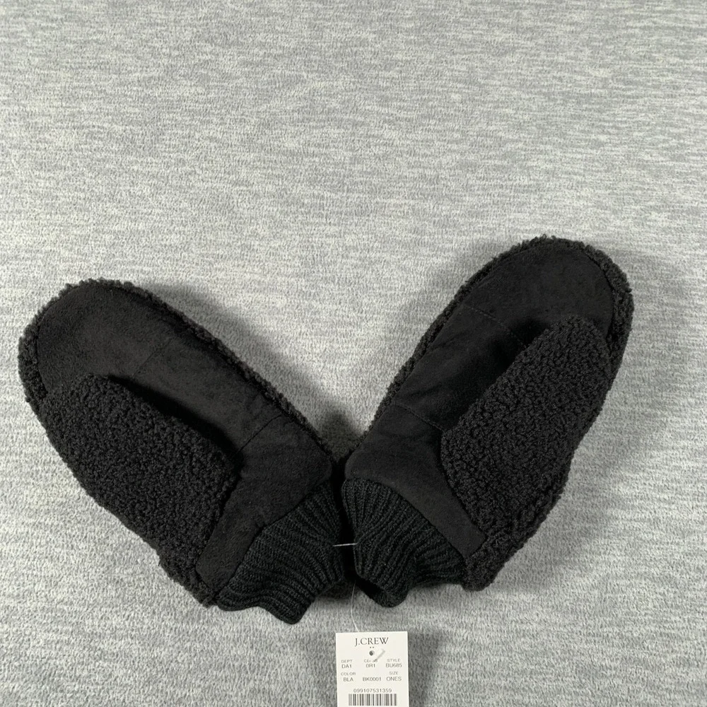 J.Crew Mittens Womens One Size Black Faux Fur Fleece Non‎ Slip Winter Warm